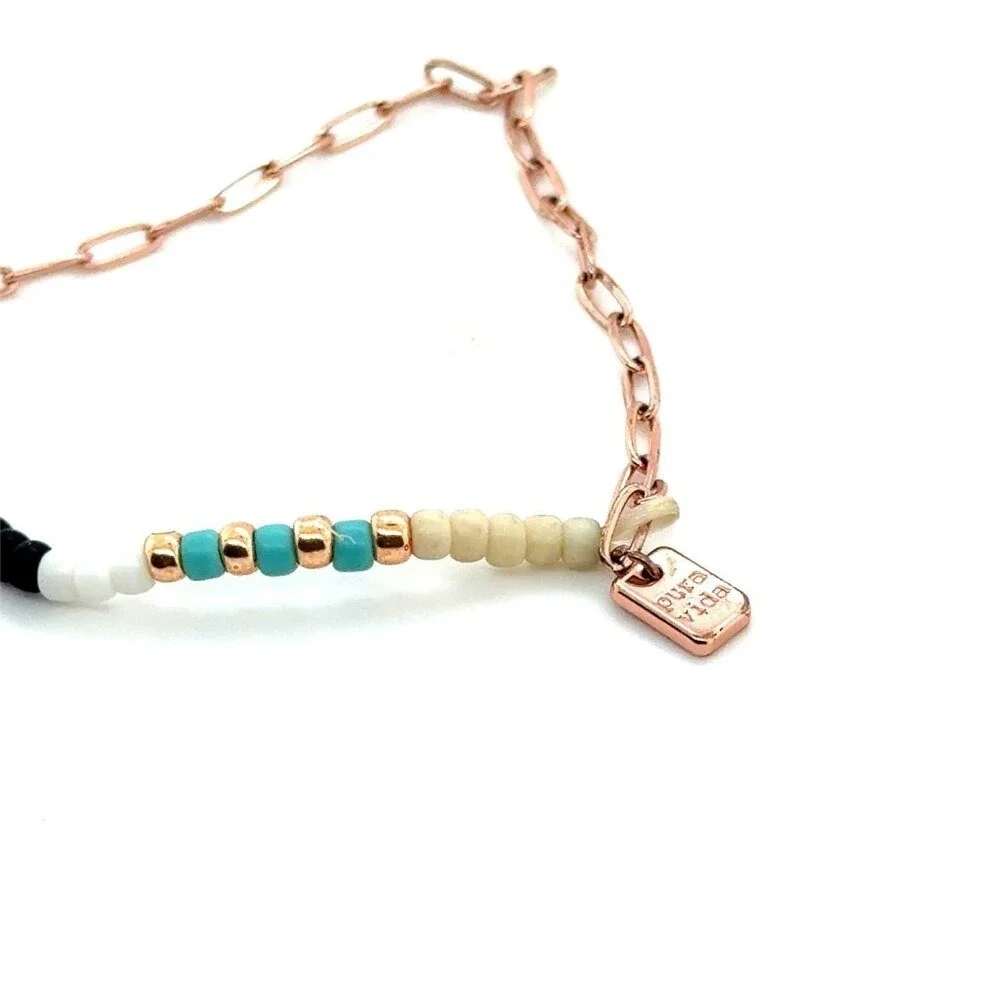 Pura Vida Rose‎ Gold Beaded Stretch Bracelet